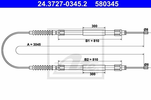 243727-03452 HANDBRAKE CABLE REAR ATE NEW OE REPLACEMENT - Picture 2 of 5