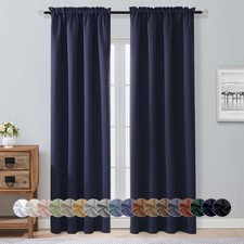 Aiyufeng Navy Blue Blackout Curtains 90" Long for Bedroom - 2 Panels Set