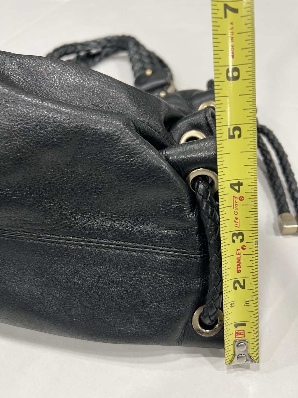 VTG Michael Kors Shoulder Hobo Satchel Tote Handbag Black Leather Woven thumbnail 6