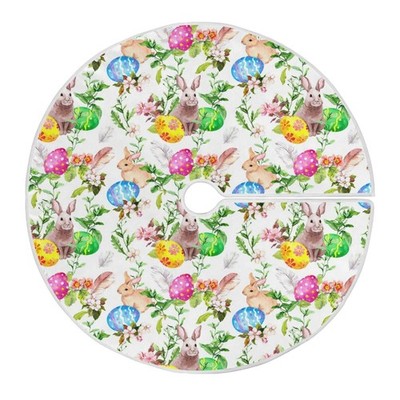 Easter Bunny Eggs Rabbit Christmas Tree Skirt 48 Inch, Xmas Tree Floor Door M...