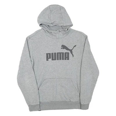 PUMA Homme Hoodie Gris Coton Mélangé S Imprimé Logo Casual Enfilable - Photo 1/4