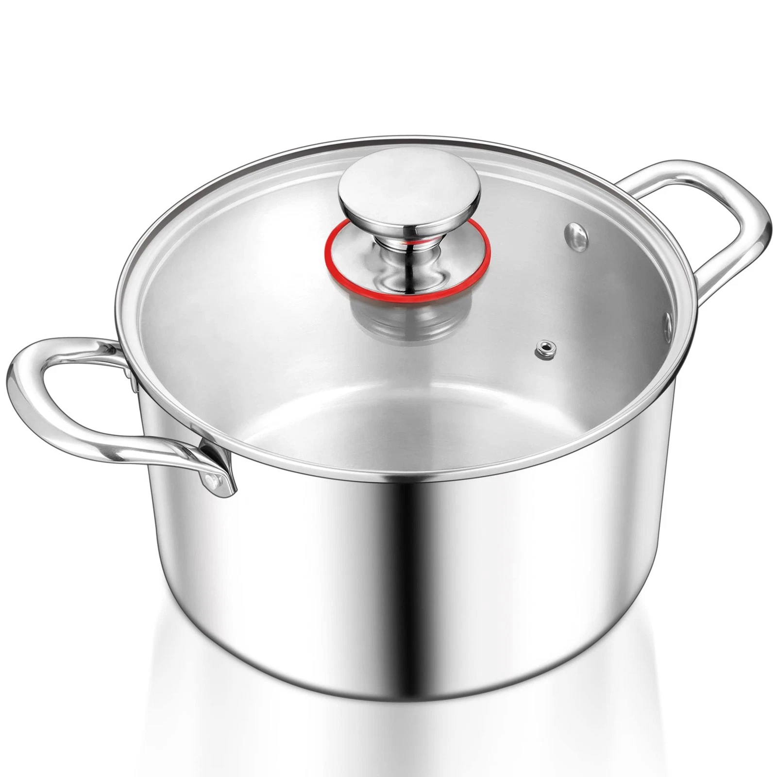 3.5 Quart Stock Pot, Tri-Ply Stainless Steel Pasta Cooking Pot with Lid, Temp...
