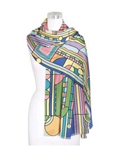 Frank Lloyd Wright Saguaro Forms Silk Blend Shawl Lightweight  Elegant NEW