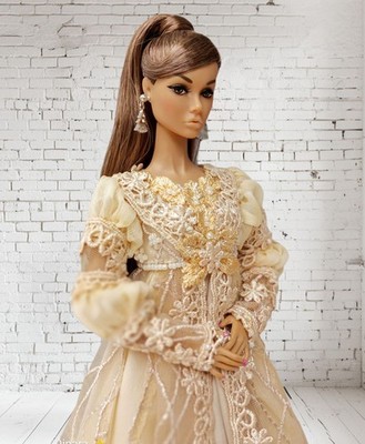 Ever After Classic Dress, Custom Handmade In Beige, Fits Barbie FR Poppy Parker 