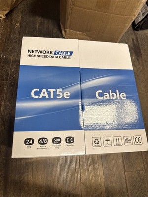 (500 FT) Cat5E CU Outdoor UV Rated Waterproof Network Cable, Black 24 AWG 1J3908
