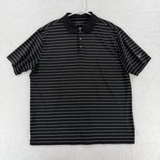 Nike Golf Polo Shirt Mens XL Black Gray Stripe Dri-Fit Performance Top
