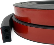 Double-Hole Rubber Weather Stripping, Self-Adhesive EPDM Rubber Seal Strip, Blac