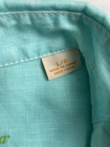 Camicia Tommy Bahama Sea Glass Breezer lino con bottoni uomo taglia L verde come nuova - Foto 9 di 16
