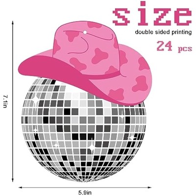 48 pcs disco cowgirl party decorations disco ball hat hanging swirls c