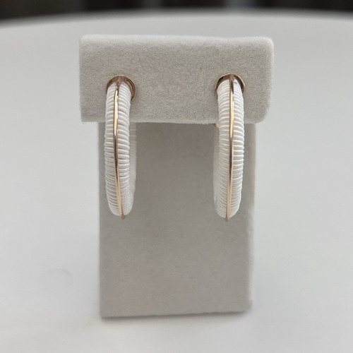 SUGARFIX by BaubleBar Threaded Hoop Earrings - White Thread with Gold Accents