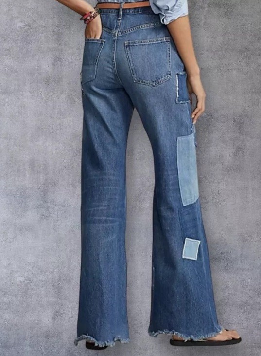 178 Polo Ralph Lauren Denim Patchwork Jeans Flare Leg 30 Perfect