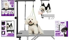 Compact Dog Grooming Arm with Clamp - Adjustable Height  No Sit Haunch Holder