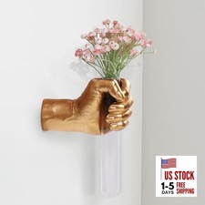 Wall Sculptures, Hand Vases Home Decor, Wall Mount Art Sculpture, Unique Gold