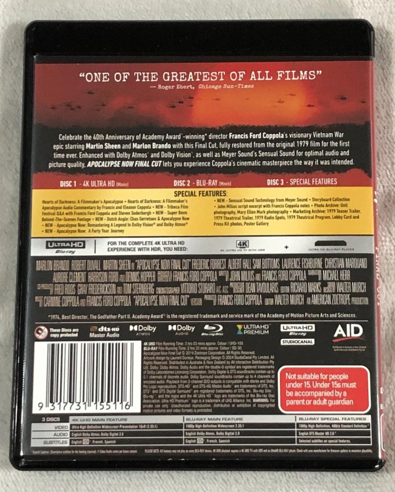 Apocalypse Now Final Cut (4K Ultra HD + Blu-ray) 3 Discs [Marlon Brando, Duvall] - image 2 of 4