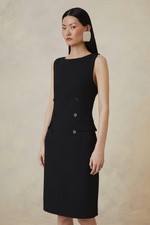 Karen Millen Bodycon Midi Dress UK12 in Black RRP £199