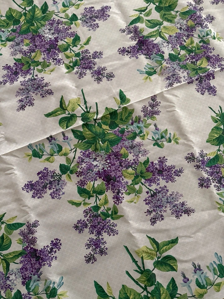VTG French Country Lilac Flower Fabric 5.89 Yards LOT Floral Leaves Pastel RARE - Image 2 of 2