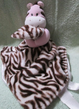 BABY STARTERS Rattle ZEBRA Pink Brown Minky Satin Blanket Lovey Plush Toy