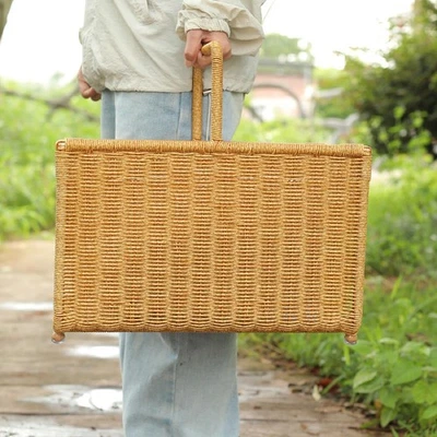 Imitation Rattan Magazine Rack Newspaper Holder for Bedroom Home Living Room - Image 1 of 4