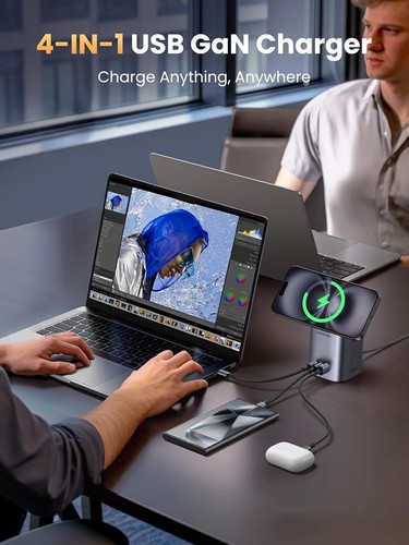 UGREEN NEXODE 100W USB C FAST CHARGER MAGSAFE 15W WIRELESS CHARGING STATION - Picture 2 of 12