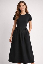 J.Crew Dress Womens Size Small Petite Black Pockets Short Sleeve Knit Top SP NWT