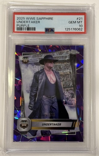2025 WWE Topps Chrome Sapphire Undertaker #22 Purple 1/10 PSA 10