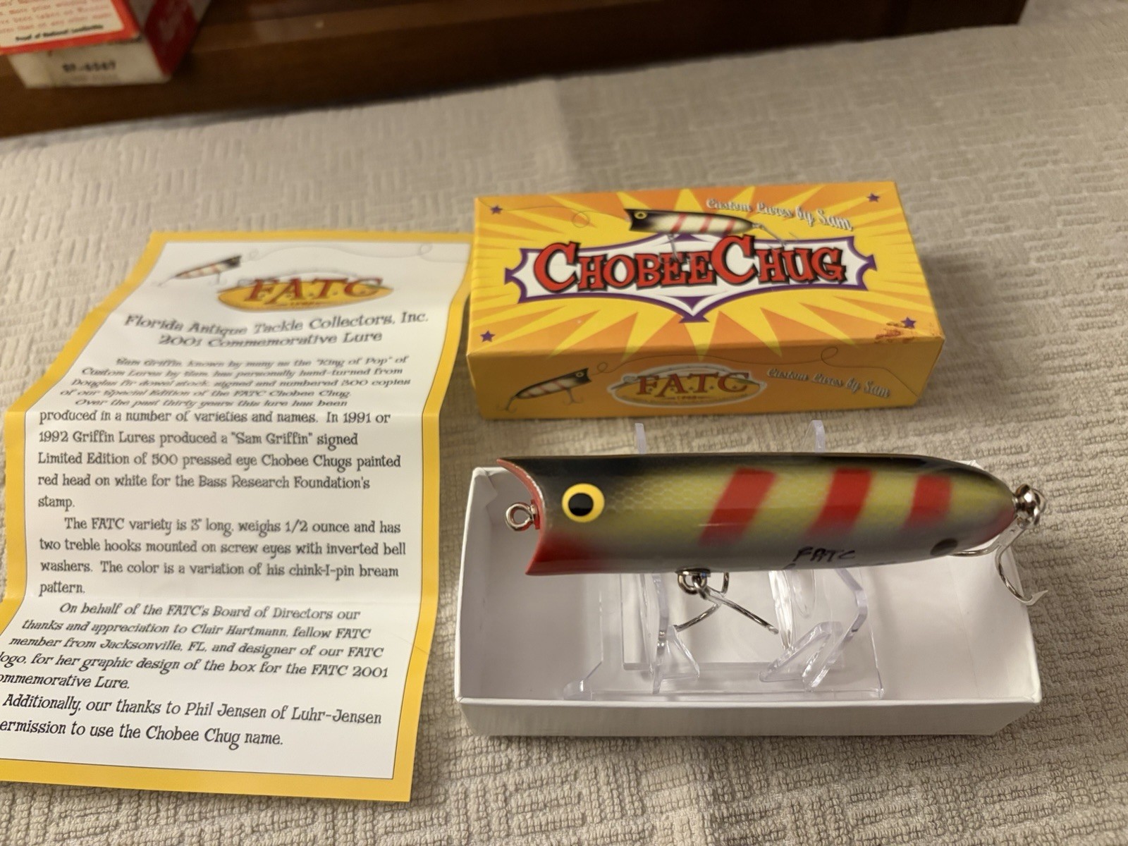 Vintage Florida F.A.T.C. 2001 Club Lure CHOBEE CHUG FATC SIGNED SAM GRIFFIN