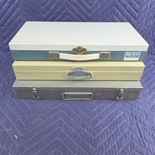 Lot Of 3, 35 mm 2X2 Slide storage boxes metal vintage Smith Victor Brumberger
