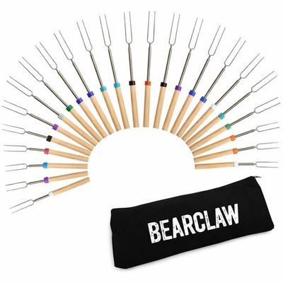 BEARCLAW Smores Sticks for Fire Pit - Accessories 24 pack, Silver