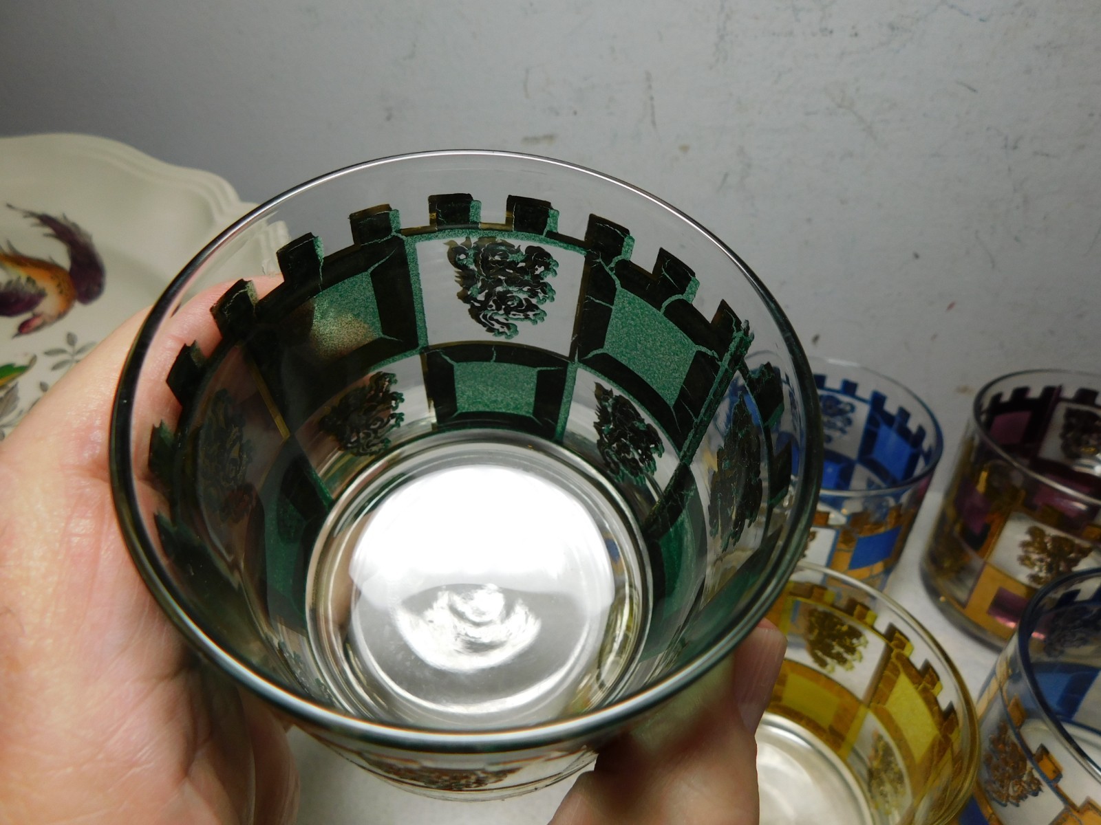 Set of 6 West Virginia Glass Henry the 8th Lion Rampart Rocks / Low Ball Glasses