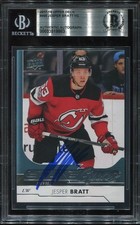 DEVILS JESPER BRATT signed auto 2017 UD YOUNG GUNS ROOKIE CARD RC YG BECKETT BAS