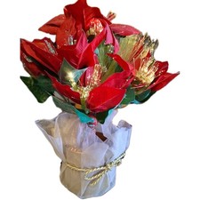 Holiday Time Fiber Optic Poinsettia Arrangement Color Changing Christmas 16  