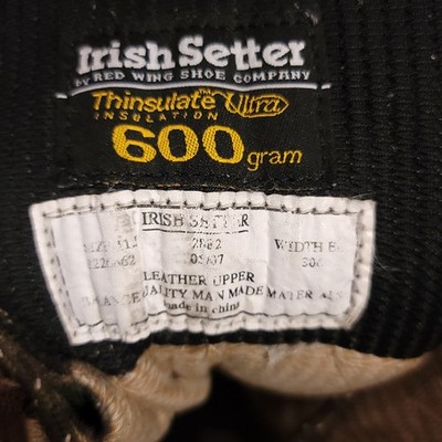 Red Wing Irish Setter 600 Gram Thinsulate Ultra Hunting Boots 2882