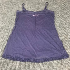 Victorias Secret top donna viola medio orlo pizzo fiocco nylon lingerie trasparente Y2K
