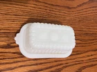 Vintage Hazel Atlas milk glass butter dish  hold a half-stick of butter, 1950s.