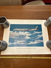 Delta Air Lines Douglas Super DC-8 Jetliner Lithograph Print 16x20 Vintage