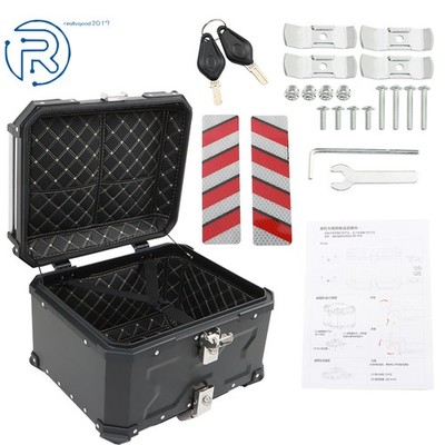 55L Black Motorcycle Top Case Tail Box Sturdy Luggage Storage Rear Tour Box