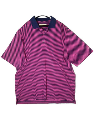 Donald Ross Golf Polo Mens XL Blue Pink Striped Trophy Club Country Club  