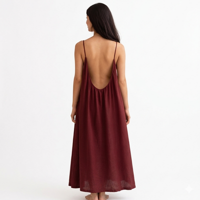 flowy burgundy dress Flowy Gown, Size S, Red, Misses