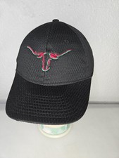 Longhorn Hat Cap Strap Back Black Mesh Embroidered Bull Horns Mens One Size