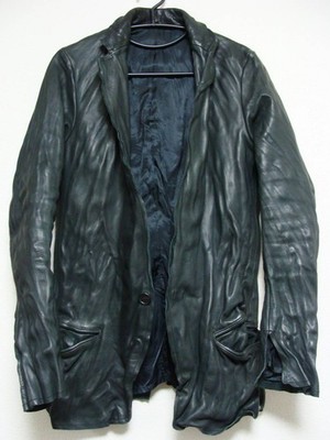 Vintage 2003 Julius Wrinkle Processing Leather Long Coat Jacket Size 1 Black