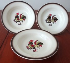 **RED ROOSTER POPPYTRAIL (3) RIM SOUP BOWLS METLOX 1955-79-MS132-F