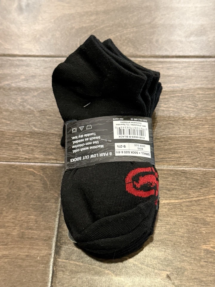 Ecko Unltd Niños Negro 8 Pares Calcetines Corte Bajo Talla S PEQUEÑO Talla 6-8 1/2 NUEVO Foto 3 de 4