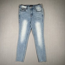 True Religion Halle Jeans Women  s Size 26 Blue High Rise Super Skinny Raw Hem