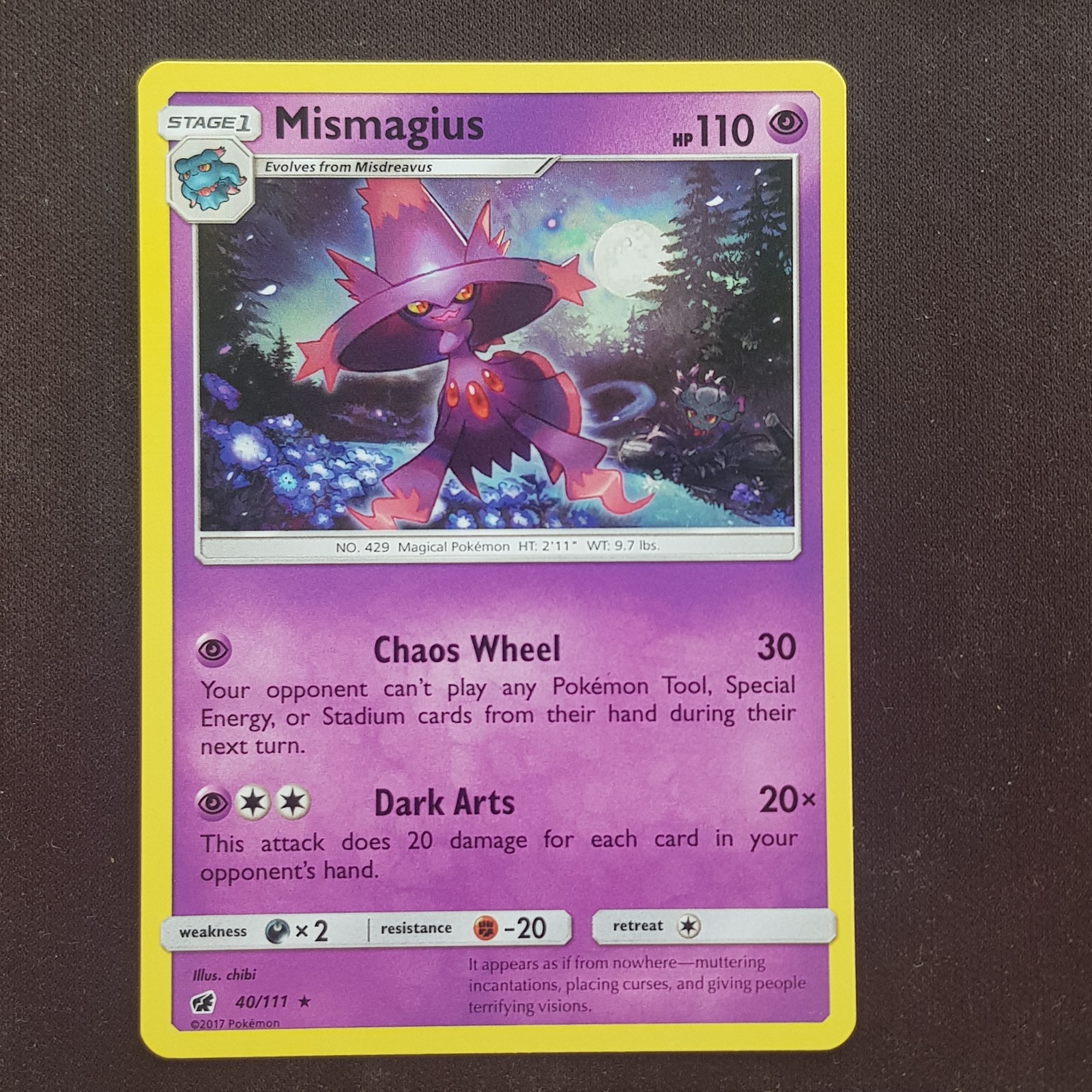 Mismagius 40/111💯MINT💯Crimson Invasion Pokemon Card TCG