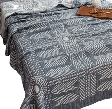 MEJU Indian Boho Muslin Lightweight Summer Blanket for Bed Sofa Couch, 100 C...