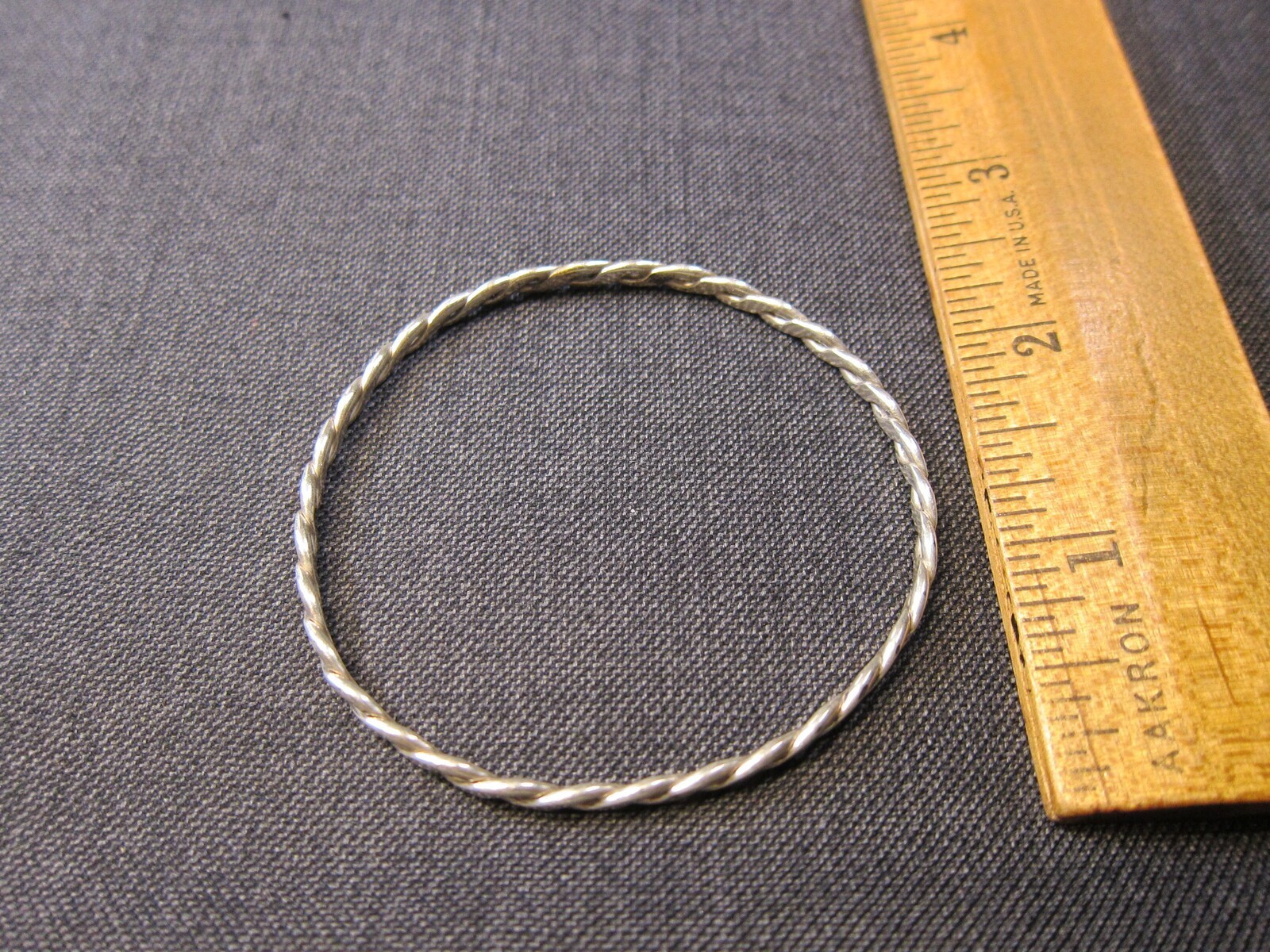 Small 7.25" solid sterling silver twisted bangle … - image 2