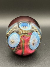 Stunning Signed EICKHOLT 2007 WSSC Art Glass Deep Sea Anemone Paperweight 3”H