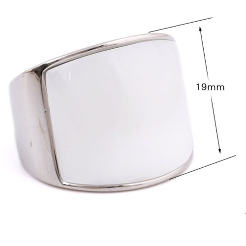 19MM Silver/Gold Bands Gift Stainless Steel Men's White/Red Opal Ring Size 7-12 - Picture 3 of 8