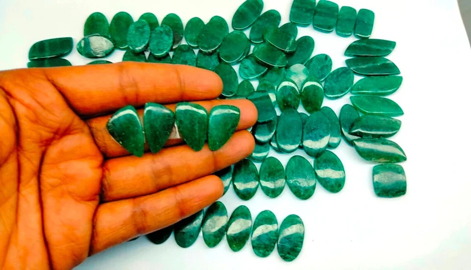 Natural Green Aventurine Matching Mix Pair Cab Gemstone Lot  Earring Making  - Image 3 of 4