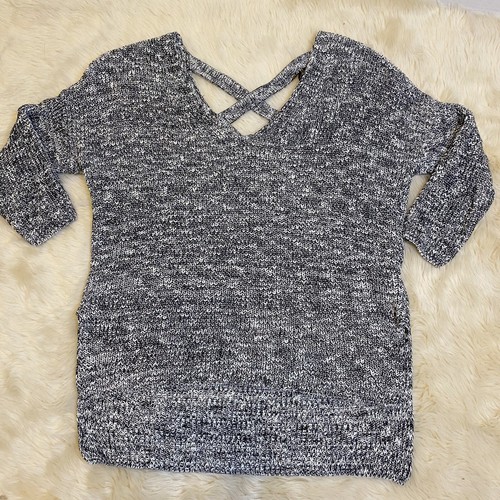 EXPRESS Black White Sweater Criss Cross 